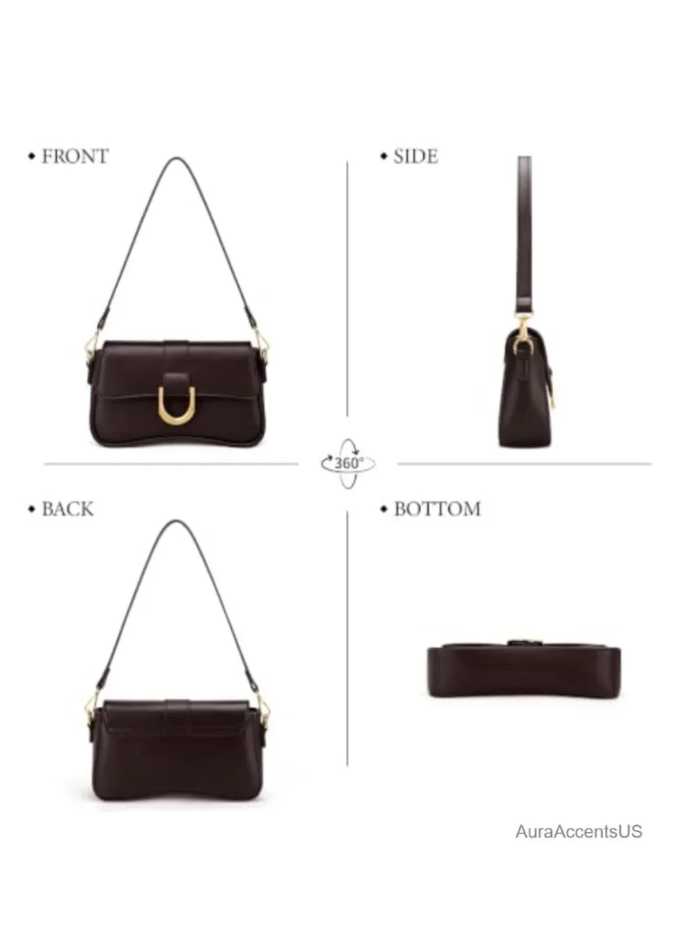 Faux Leather Hobo Shoulder Bag Small Handbag Retro Clutch Purse Vegan Leather